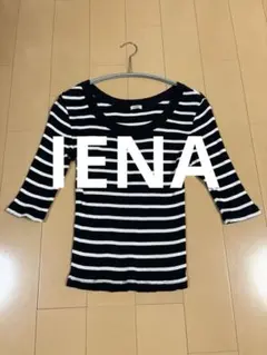 IÉNA ネイビー/ホワイトストライプ 五分袖トップス