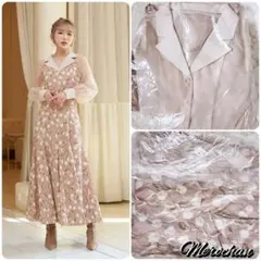 ダーリッチ フラワーパターンレイヤードワンピース ベージュ