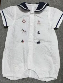 セーラー襟刺繍ロンパース 60cm