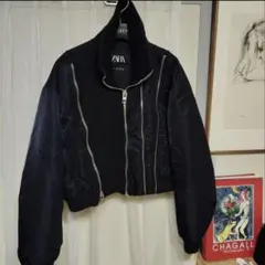 ZARA　ジップジャケットブルゾンコートショート丈
