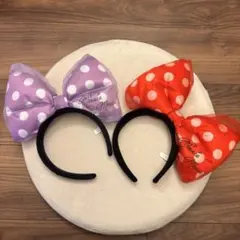 ミニー 水玉リボンカチューシャ 2色セット