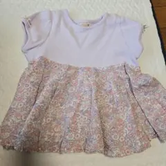 プティマイン 花柄チュニック 90cm ラベンダー