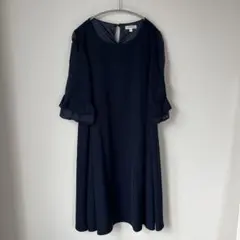 マタニティワンピース　お宮参り　戌の日　100日　授乳口付きワンピース　ネイビー