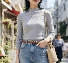 TODAYFUL ハイネックカットソー シンプル ストレッチ 無地 グレー 夏秋のサムネイル