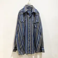 70s〜80s ビンテージ USA製 스트라이프 셔츠 헌 옷 웨스턴 셔츠