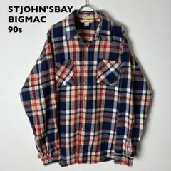 90sUSA製 セントジョンズベイ　BIGMAC ダブルネーム　ヘビーネルシャツ
