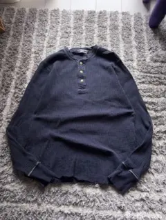 響*中様 00s old gap ネイビー ボタン付きヘンリーネック長袖カットソ