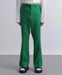 【HARE】 カラースリムフレアパンツ グリーン