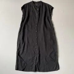 無印良品 フレンチリネン フレンチスリーブ シャツワンピース M-Lサイズ 黒