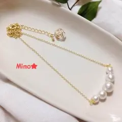 【リマローズ】コットンパール5連ネックレス