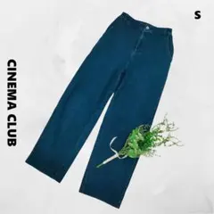 シネマクラブ♪デニム テーパードパンツ S カジュアル 濃ブルー系 ストレッチ