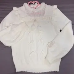 ‪‪❤︎‬LIZLISA リズリサ　モヘアタッチポンポンリボンニットのサムネイル