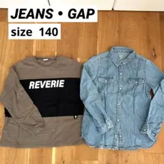 JEANS GAP トップス ロゴ入り長袖Tシャツ デニムシャツセット 140