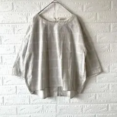 サマンサモスモス コットン100% チェック柄 五分袖 ブラウス トップス