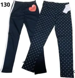 新品　キッズレギンス 130cm ドット2本線　黒　２点セット　スパッツ　ズボン