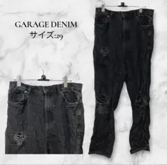 ヴィンテージ❣️GARAGE DENIM【29】ストレート ブラック系 ダメージ