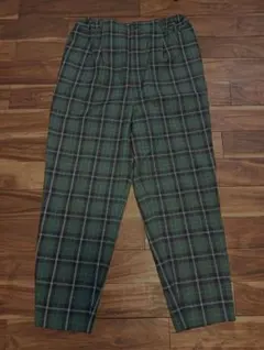 古着屋購入　グリーン チェック柄 カジュアルパンツ