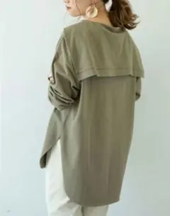 新品アースミュージックエコロジー　セーラーカラーチュニック カーキ