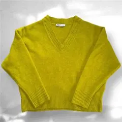 ZARA Ｖネック ニット セーター Lサイズ イエロー 値下げ✖️