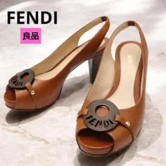 【良品】FENDI フェンディ ハイヒール パンプス オープントゥ ブラウンのサムネイル