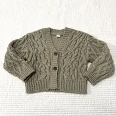 プティマイン ベージュ ケーブル編み ニット カーディガンLサイズ120-130