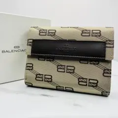 【ほぼ新品】BALENCIAGA 三つ折り財布 モノグラム キャンバス 箱付のサムネイル