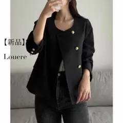 新品 Louere ルエレ ノーカラー ゴールドボタン ジャケット ブラックのサムネイル