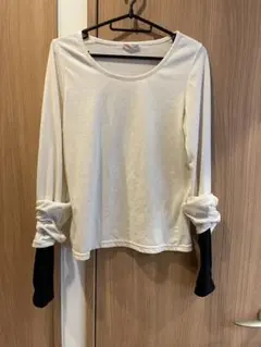 LOVERS LANE アイボリー/ブラック 長袖Tシャツ