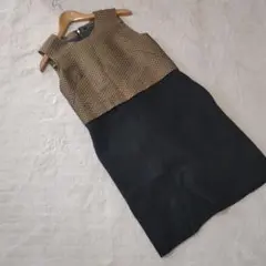 【美品】Unaca ノースリーブワンピース ブラウン/ブラック 38
