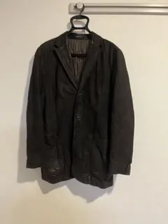 ダークブラウン レザーブレザー　古着