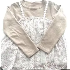 ３月処分品！花柄　チュール付きトップス　裏起毛　130