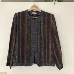 マルチカラー カーディガン Lサイズ レトロ