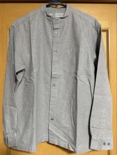 無印良品　洗いざらしオックススタンドカラー長袖シャツ　S グレー