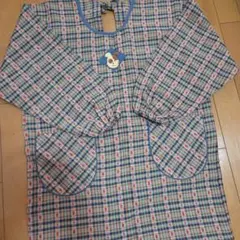 割烹着 チェック柄 犬の刺繍入りのサムネイル
