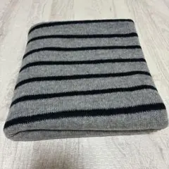 ニット（knit）生地　幅約190cm×長さ約1m グレーと紺のボーダー①