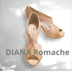 DIANA　エナメル　レザー　オープントゥ　サンダル　パンプス　ベージュ