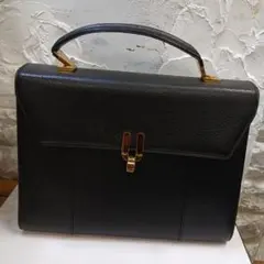 黒 レザー ハンドバッグ ゴールド金具
