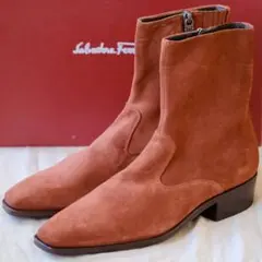 未使用Salvatore Ferragamo スエードゴアジップブーツ6EE
