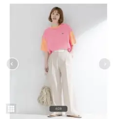 THE FOX バイカラーTシャツ　ぴんく