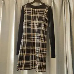 EGOIST チェック柄 ニット ロングワンピース 長袖