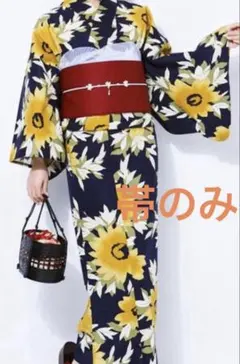 作り帯　赤　リボン　紅白　浴衣用作り帯