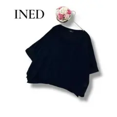 INED イネド　レディース　半袖ニット　セーター　ネイビー　Mサイズ　薄手