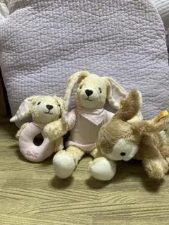 Steiff シュタイフ うさぎ ぬいぐるみ ラトル 3点セットのサムネイル