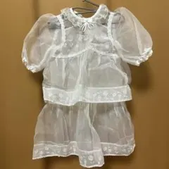 ホワイト ベビードレス フリル付き