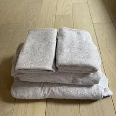 無印　セミダブルシーツ枕カバー　セット ベージュ　パイル地　綿100%