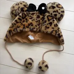 ディズニー　ファンキャップ　ヒョウ柄　ミニー