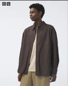 新品ユニクロU ユーティリティシャツ ブラウン XL げんじ絶賛 定4,990円