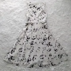 ローラアシュレイ ノースリーブ Aライン ロング ワンピース 花柄 総柄 M