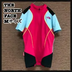 【ノースフェイス】サイクリングT　刺繍　ハーフジップ　ピンク　モスグリーン　P1