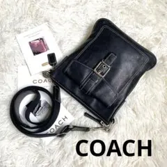 COACH オールドコーチ 黒 ブラック 革 レザー ボディバッグ フラップのサムネイル